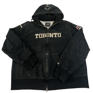 Roots Toronto Hoodie Sweatshirt Womens XL Black Heather Full Zip Fleece Canada